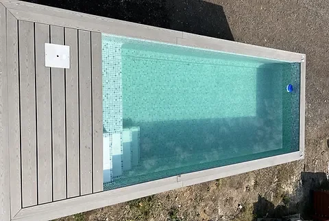 Piscina contenedor de 6 m (20 pies) gris antracita con natación a contracorriente