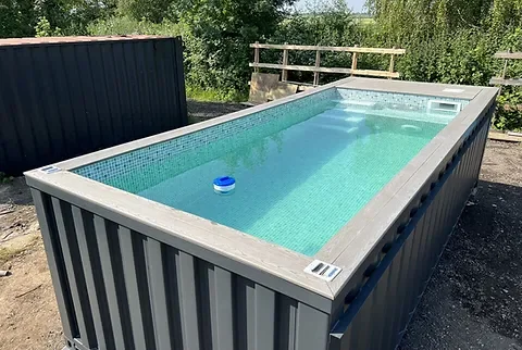 Piscina contenedor de 6 m (20 pies) gris antracita con natación a contracorriente